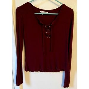 Burgundy long sleeve w/criss cross front (macys)